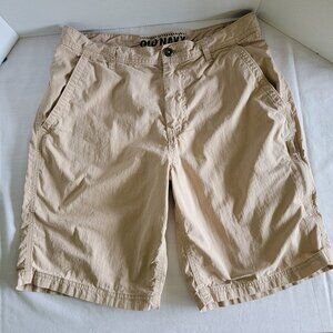 Old Navy Chino Shorts Mens Sz 33 Beige Straight Tech Flat Front Side zip Pocket